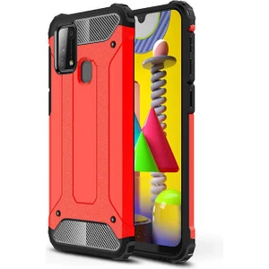 noktaks - Samsung Galaxy M31 - Kılıf Çift Katman Zırh Tank Crash Military Kapak - Kırmızı - T12871