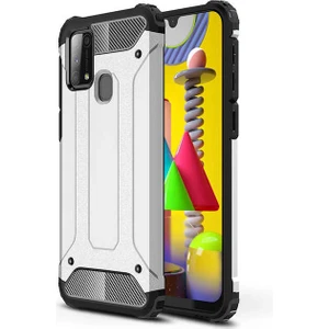 noktaks - Samsung Galaxy M31 - Kılıf Çift Katman Zırh Tank Crash Military Kapak - Gri - T12871