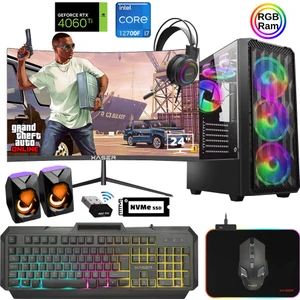 XSR887 I7 12700F 16GB Ram 512GB M.2 Nvme SSD 8gb RTX4060TI 23.8" 180Hz Curved Oyuncu Bilgisayarı