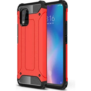 - Xiaomi Mi 10 Lite - Kılıf Çift Katman Zırh Tank Crash Military Kapak - Kırmızı - T13348