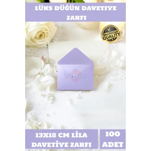 100 Adet 13*18 Lila Renkli Zarf Davetiye Lüks Tebrik Kartı Mektup Mühür Cüzdan Büyük Kapasiteli
