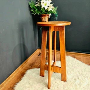 Tekir Store Mutfak Bar Taburesi Sandalyesi Ahşap Mdf Yuvarlak İç Dış Mekan 61 cm Evcafe Restaurant