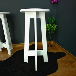 Tekir Store Mutfak Bar Taburesi Sandalyesi Ahşap Mdf Yuvarlak Beyaz Iç Dış Mekan 61 cm Evcafe Restaurant