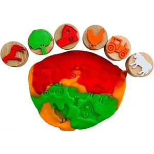 Play Dough Ahşap Damga Seti 6lı Çiftlik