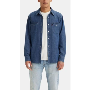 Classic Standard Fit Western Denim Erkek Lacivert Kot Gömlek 85745-0073