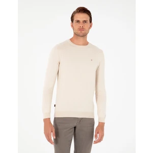 Pierre Cardin Erkek Bej Slim Fit Bisiklet Yaka Basic Triko Kazak 50296621-VR011
