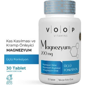 Magnezyum Malat, Sitrat Ve Bisglisinat - 200 Mg | 30 Tablet