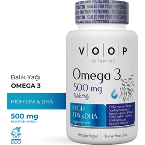 Omega 3 Balık Yağı | Yüksek EPA & DHA - 500 Mg 60 Kapsül