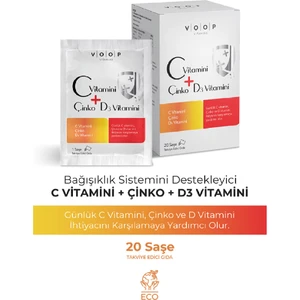 C Vitamini + Çinko & D3 Vitamini | Günlük Vitamin Takviyesi - 20 Toz Saşe