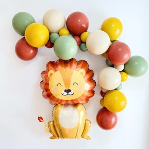 Bkmc Party Sevimli Aslan Folyo Balonlu Safari Doğum Günü Süslemeleri, Orman Balon Kemeri Doğumgünü Parti Seti Süsü