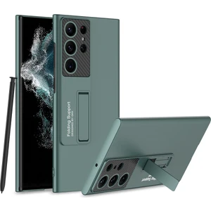 - Samsung Galaxy S23 Ultra - Kılıf Koruyucu Sert Standlı Ays Kapak - Koyu Yeşil - T25809