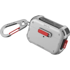 Airpods Pro 2 Uyumlu Kılıf Skinarma Magnetik Kilitli Airbagli Tasarım Mecha Kılıf Gümüş