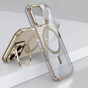 iPhone 16 Pro Uyumlu Kılıf Magsafe Şarj Özellikli Wlons Standlı Efsane Kapak Titanyum-Gold