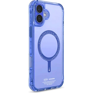 iPhone 16 Uyumlu Kılıf Skinarma Şeffaf Airbag Tasarımlı Magsafe Şarj Özellikli Saido Kapak Mavi