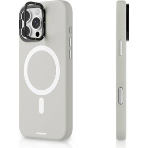iPhone 16 Pro Max Kılıf Kamera Standlı Magsafe Şarj Özellikli Youngkit Bitty Cream Kapak Gri