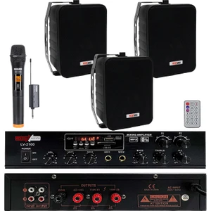 Black Large Plus Paket-2 Hoparlör ve Anfi Anons Ses Sistemi Seti