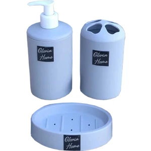 Gloria Home Banyo Takımı Diş Fırçalık Sıvı Sabunluk Katı Sabunluk 3 Lü Set Banyo Seti Lavabo Seti