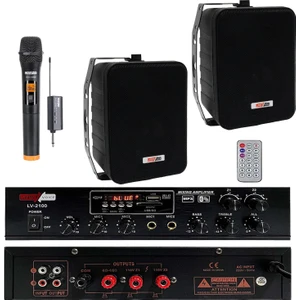Black Large Plus Paket-1 Hoparlör ve Anfi Anons Ses Sistemi Seti