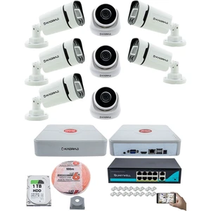 Ip Güvenlik Kamera Seti - 3 İç Mekan Ip Kamera 5 Dış Mekan Ip Kamera 1 Tb H.d.d 9 Kanal Nvr Gece Görüş Uzaktan İzleme Hareket Tabiki İnsan Tespi