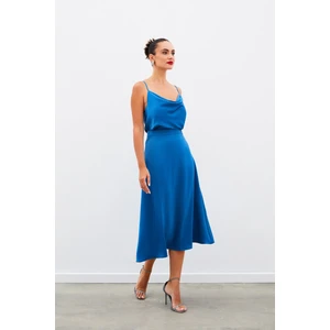 Midi Boy Saten Etek - Indigo