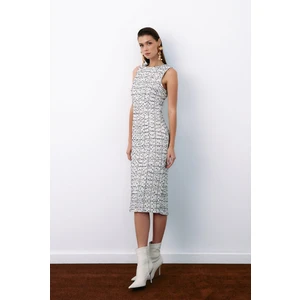 Kolsuz Tüvit Kalem Elbise - Taş