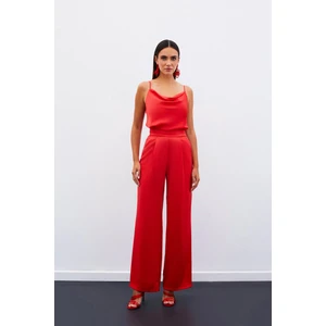 Cepli Salaş Saten Pantolon - Mercan