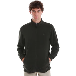 Haki Regular Fit Tam Fermuarlı Polar Sweatshirt