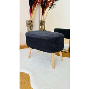 Oval Model Ahşap Ayaklı Teddy Kumaş Dekoratif Puf Bench