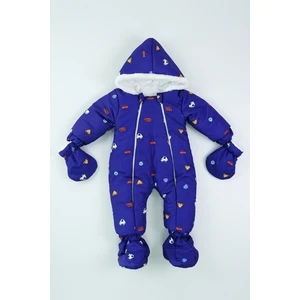 Araba Otobüs Desenli Kürklü Patikli Eldiven Kapüşonlu Kışlık Kız Erkek Bebek Astronot Tulum Kozmonot