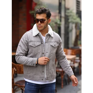 Bej Erkek Içi Kürklü Kol Içi Kapitone Oversize Kot Ceket