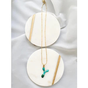 Perline Blu Renkli Harfli Kolye