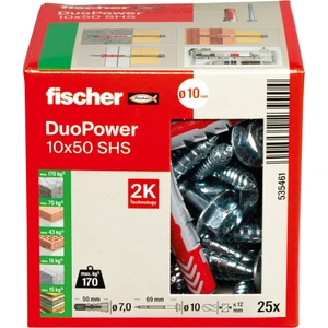 Duopower 10X50S Çiftbileşenli Plastik Dübel ve Hexagon Başlı Vida