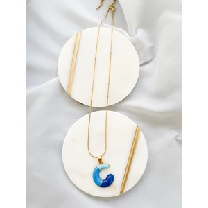 Perline Blu Renkli Harfli Kolye