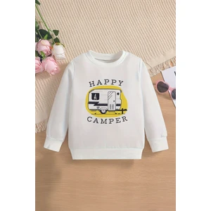 Trend Premium Mutlu Kampçı Baskılı Oversize Kapüşonlu Çocuk Sweatshirt 13801
