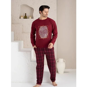 Uzun Kol Sıfır Yaka Pamuklu Erkek Pijama Takımı