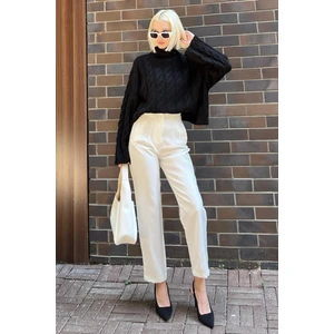 Siyah Balıkçı Yaka Örme Triko Kazak MG2172