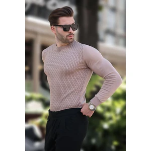 Bej Desenli Erkek Triko Kazak 7266