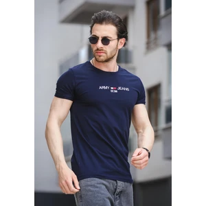 Army Nakışlı Slim Fit Dar Kesim Likralı Erkek Tshirt