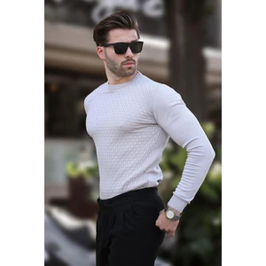 Gri Desenli Erkek Triko Kazak 7266