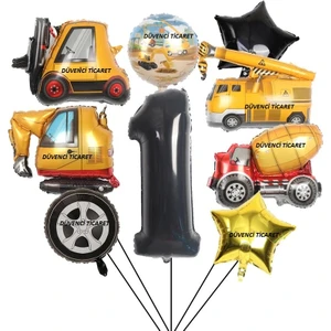 Düvenci Ticaret Inşaat Temalı Iş Makinaları Tamalı Yaş Balon Set