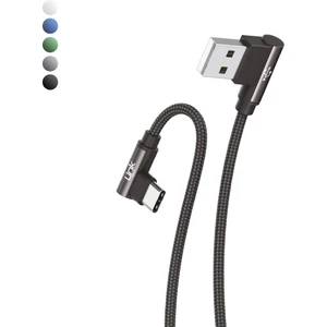 Linktech K594 Safe Type-C - USB 90 Derece Data/şarj Kablosu 3A 1.5mt