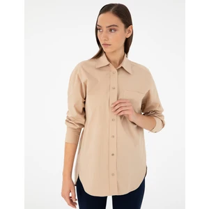 Pierre Cardin Kadın Bej Oversize Uzun Kollu Gömlek 50299581-VR011