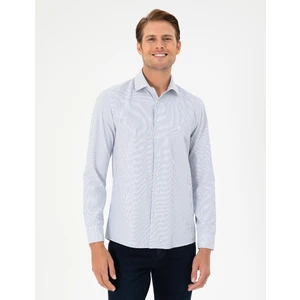 Pierre Cardin Erkek Açık Mavi Çizgili Slim Fit Uzun Kollu Gömlek 50294159-VR003