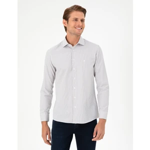 Pierre Cardin Erkek Kahverengi Çizgili Slim Fit Uzun Kollu Gömlek 50294159-VR029