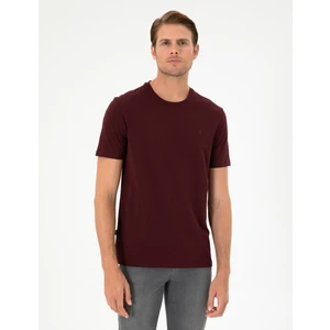 Pierre Cardin Erkek Bordo %100 Pamuk Slim Fit Bisiklet Yaka Basic Tişört 50306359-VR014