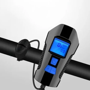 LCD Hız Göstergeli Su Geçirmez 1500MAH Kornalı Bisiklet Feneri Scooter Ön Far Lamba Işık