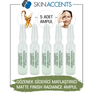Skin Accents Gözenek Giderici Matlaştırıcı Ampul 5 Adet Matte Finish & Radiance Cilt Serumu Dermaroller Dermapen Serum