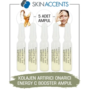 Skin Accents Kolajen Artırıcı Onarıcı Ampul 5 Adet Energy C Booster Cilt Serumu Dermaroller Dermapen Serum