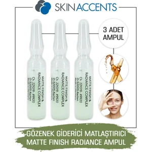 Skin Accents Gözenek Giderici Matlaştırıcı Ampul 3 Adet Matte Finish & Radiance Cilt Serumu Dermaroller Dermapen Serum