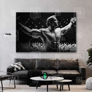 SML Tablo Arnold Schwarzenegger Mr Olympia Poster Fitness Spor Salon Motivasyon Boks Ringi Yatay Kanvas Tablo